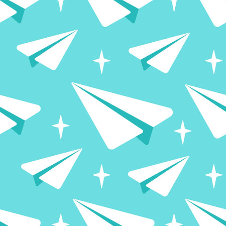 Vector pattern with paper airplanes in a cute cartoon style.のイラスト素材