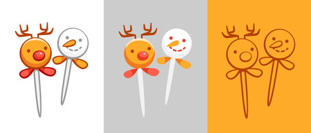 Vector sticks skewers for canapÃ©s in Christmas style.のイラスト素材