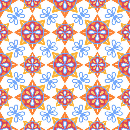 Vector Christmas pattern with Christmas stars in cartoon style.のイラスト素材