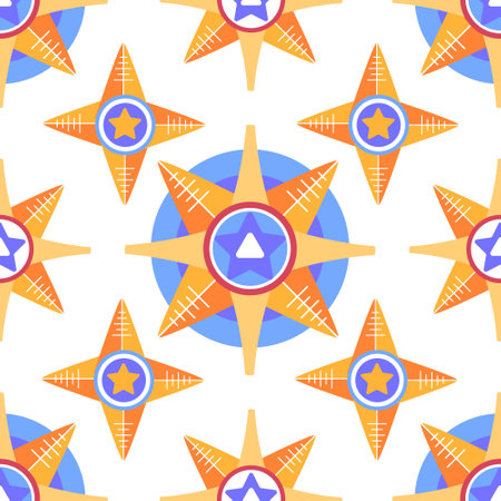 Vector Christmas pattern with Christmas stars in cartoon style.のイラスト素材