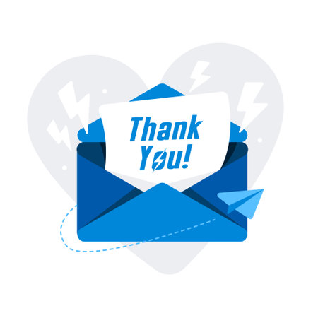 Vector illustration on the theme of email text Thank you in cartoon flat style.のイラスト素材