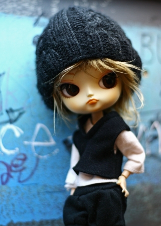 girl beside the wallの写真素材