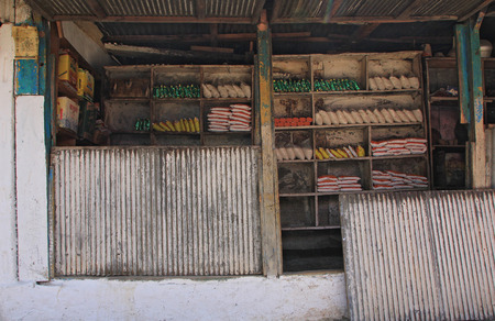 POKHARA ,NEPAL-APRIL 10,2016 : The first rote to Ananpurna  Base camp (ABC) ,Nepal 2016 .You will pass many store along the wayのeditorial素材