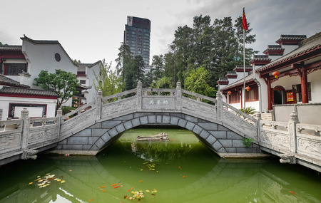 WUHAN, China - OCT 15, 2018:  Zao Dao Quan (especiall name) a Buddhist temple located on Wuhan City, Hubei Province of China. This here is about the three kingdom war.のeditorial素材