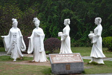 CHIBI, HUBEI/ CHINA - OCT 25 2018: Statues of  the best forth of woman in ancient china. These statues is located at the three kingdom Battle field in CHIBI Citty.のeditorial素材