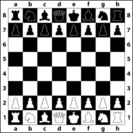 the starting positions of the chess pieces on the chess boardのイラスト素材