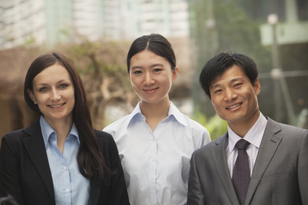 Portrait of three business people, multi-ethnic groupの写真素材