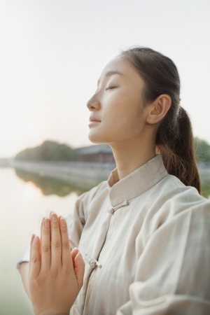 Young Woman Practicing Tai Jiの写真素材