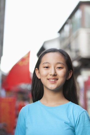Portrait Of Smiling Girl In Houhai, Beijingの写真素材