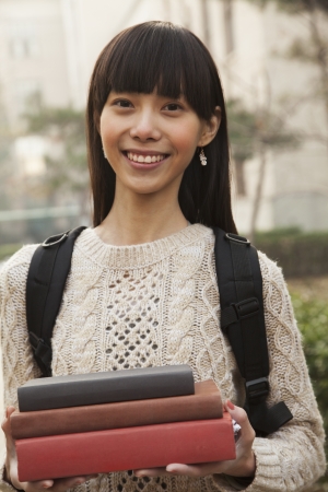 Student portrait on college campusの写真素材