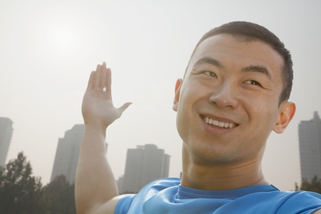 Young Muscular Man Stretchingの写真素材