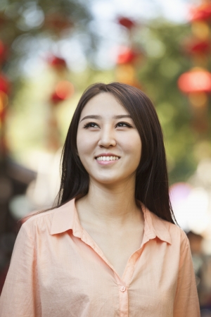 Portrait of Young Woman in Nanluoguxiang, Beijingの写真素材