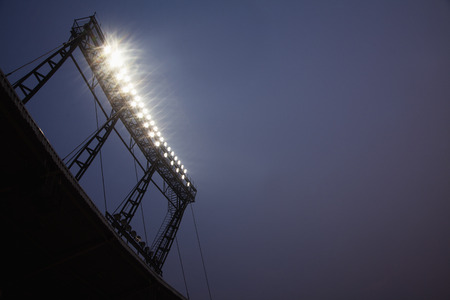 Stadium floodlights at night time, Beijing, Chinaの写真素材