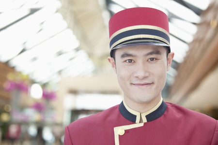 Portrait of Bellhop, Close-Upの写真素材