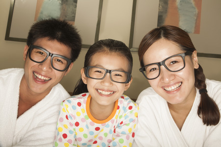 Happy Family with Glassesの写真素材