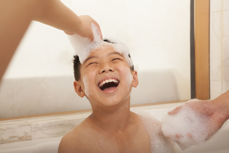 Young Boy in Bubble Bath