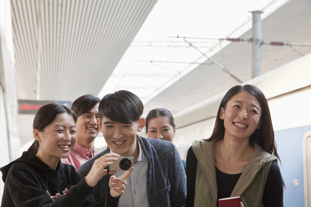 Group of Friends at Train Stationの写真素材