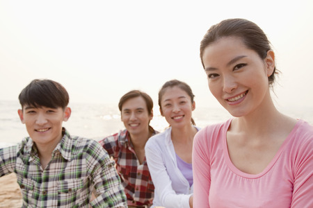 Group of Friends by the Seaの写真素材