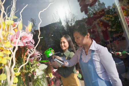 Florist Working In Flower Shopの写真素材
