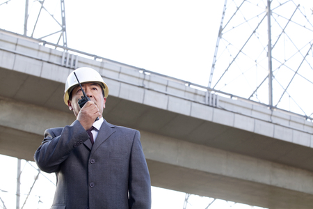 Businessman on Walkie Talkieの写真素材