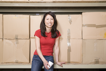 Woman taking a breakの写真素材