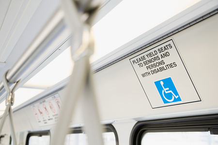 Inside light rail train