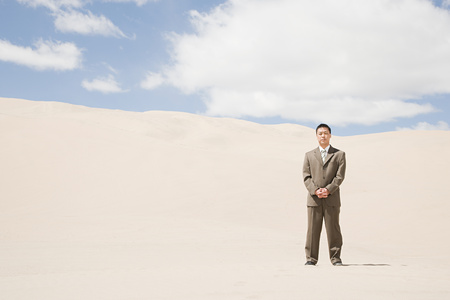 Businessman in the desertの写真素材