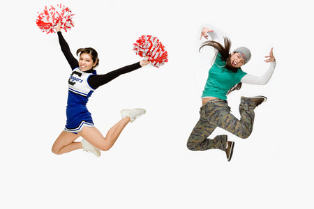 Cheerleader and skater