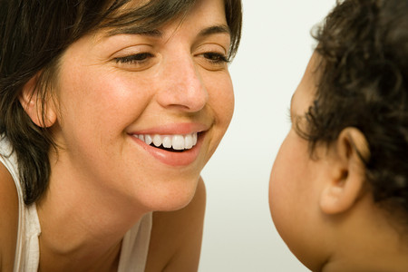 Mother gazing at babyの写真素材
