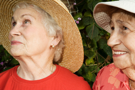 Portrait of two senior womenの写真素材