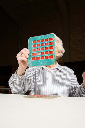 Senior woman playing bingoの写真素材