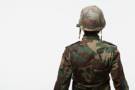 Rear view of soldierの写真素材
