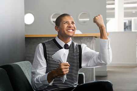 Office worker cheeringの写真素材