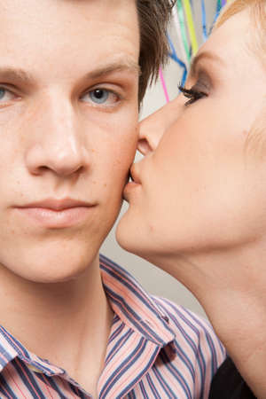 Office people flirting at partyの写真素材