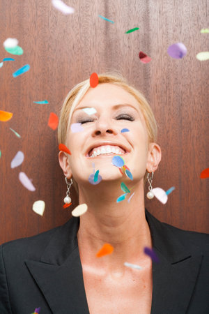 Office person celebratingの写真素材