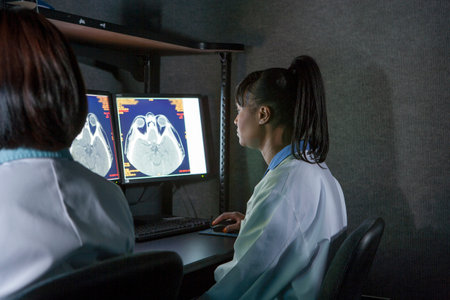 Doctor viewing xrayの写真素材