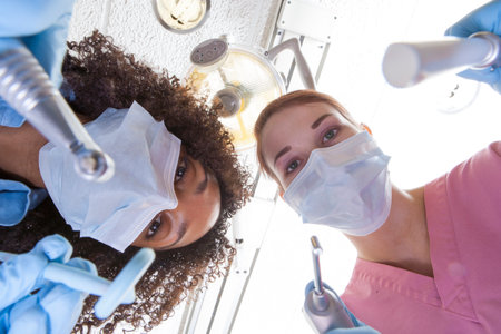 Dentist with patientの写真素材