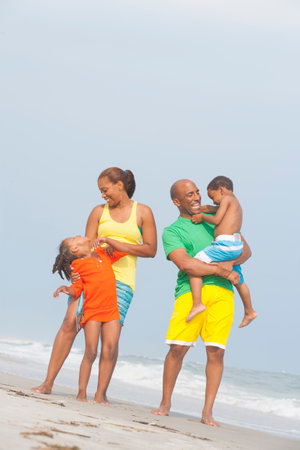 Family at the beachの写真素材