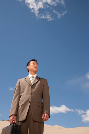 Businessman in desertの写真素材
