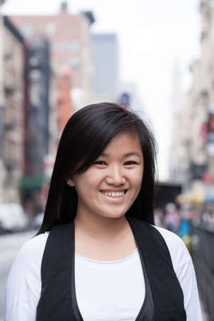 Portrait of pedestrian in city