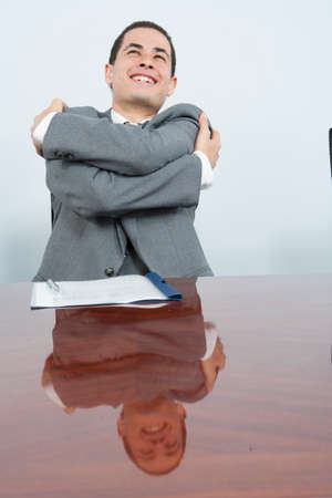 Self-appreciation in officeの写真素材