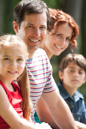 Portrait of family together in natureの写真素材