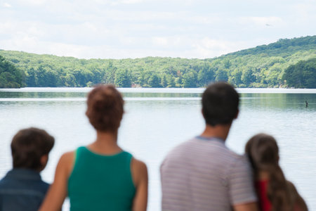 Portrait of family together in natureの写真素材