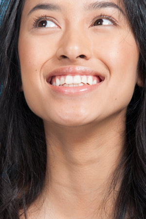 Beauty portrait of young woman in studioの写真素材
