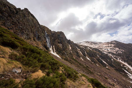 Panoramic views of the Unarre valley, from the Gola pond. Sunny day with some clouds, early spring.の写真素材
