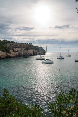 Cala Macarelleta, Menorca. September 2021. Paradise beach on the island of Menorca. Perfect place to relax and enjoy nature in summer.の写真素材