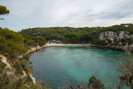 Cala Macarelleta, Menorca. September 2021. Paradise beach on the island of Menorca. Perfect place to relax and enjoy nature in summer.の写真素材