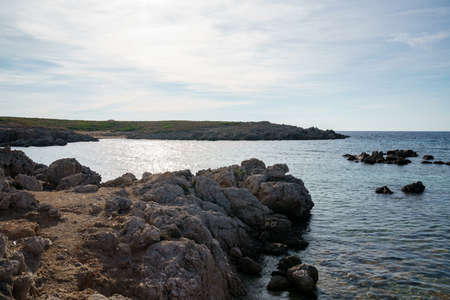 Cala Turqueta, Menorca. September 2021. Paradise beach on the island of Menorca. Perfect place to relax and enjoy nature in summer.の写真素材