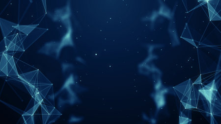 Abstract polygonal space low poly dark background with connecting dots and lines. Connection...
