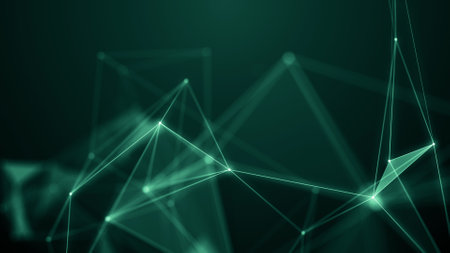 Abstract polygonal space low poly dark background with connecting dots and lines. Connection structure. 3d renderingの写真素材